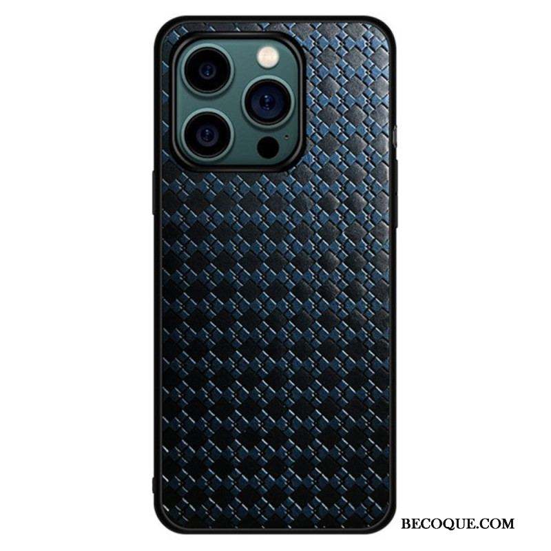 Coque iPhone 14 Pro Simili Cuir Tissé