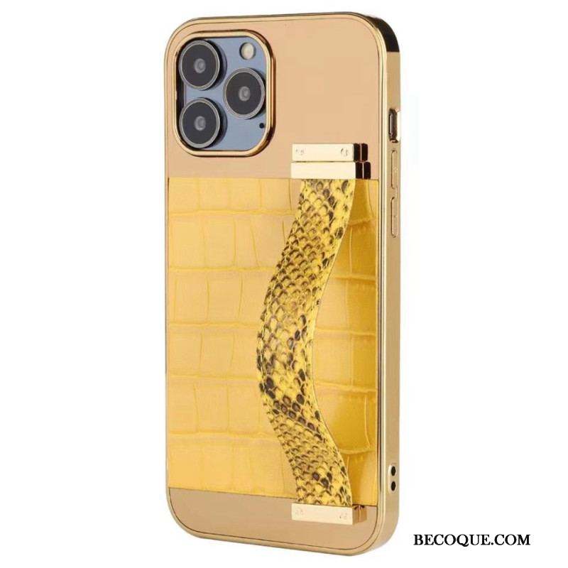 Coque iPhone 14 Simili Cuir Crocodile avec Sangle Support