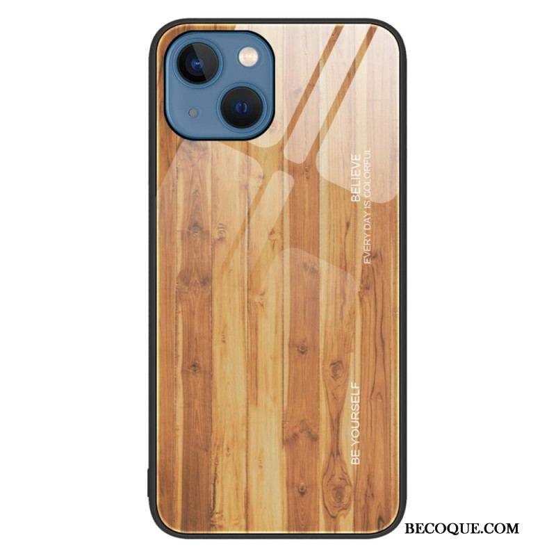 Coque iPhone 14 Verre Trempé Design Bois