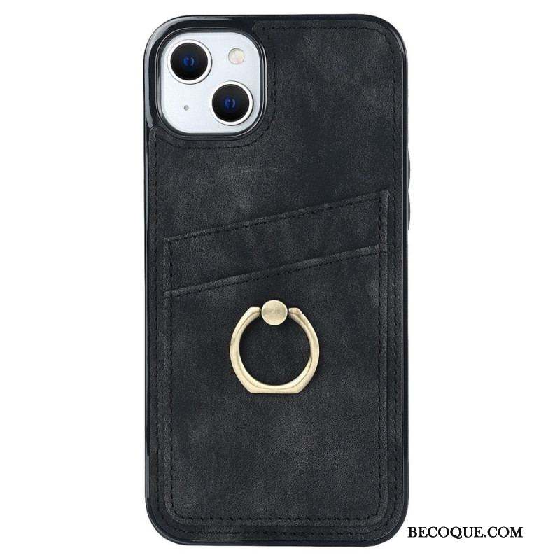 Coque iPhone 14 Vintage Anneau-Support et Porte-Cartes