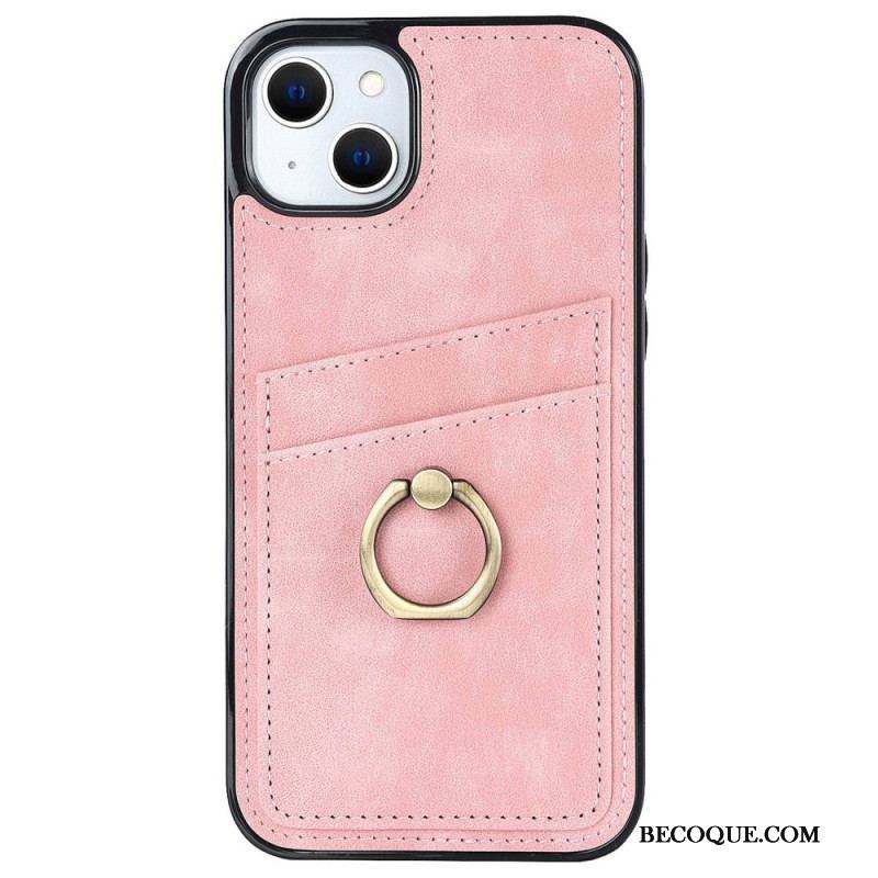 Coque iPhone 14 Vintage Anneau-Support et Porte-Cartes