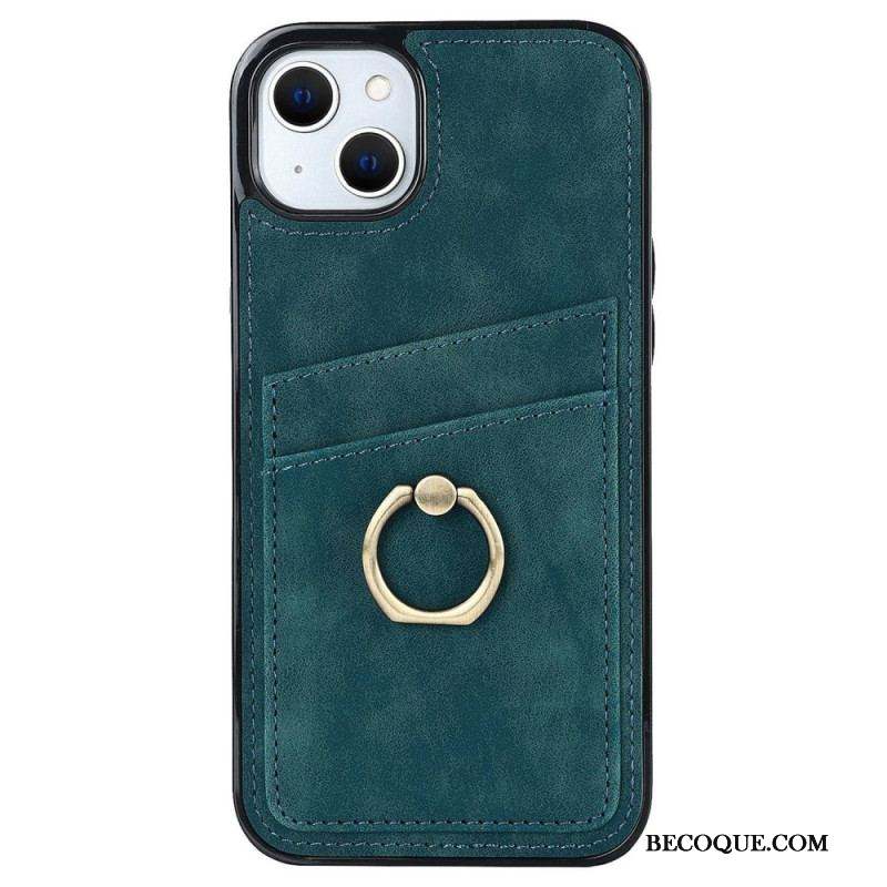 Coque iPhone 14 Vintage Anneau-Support et Porte-Cartes