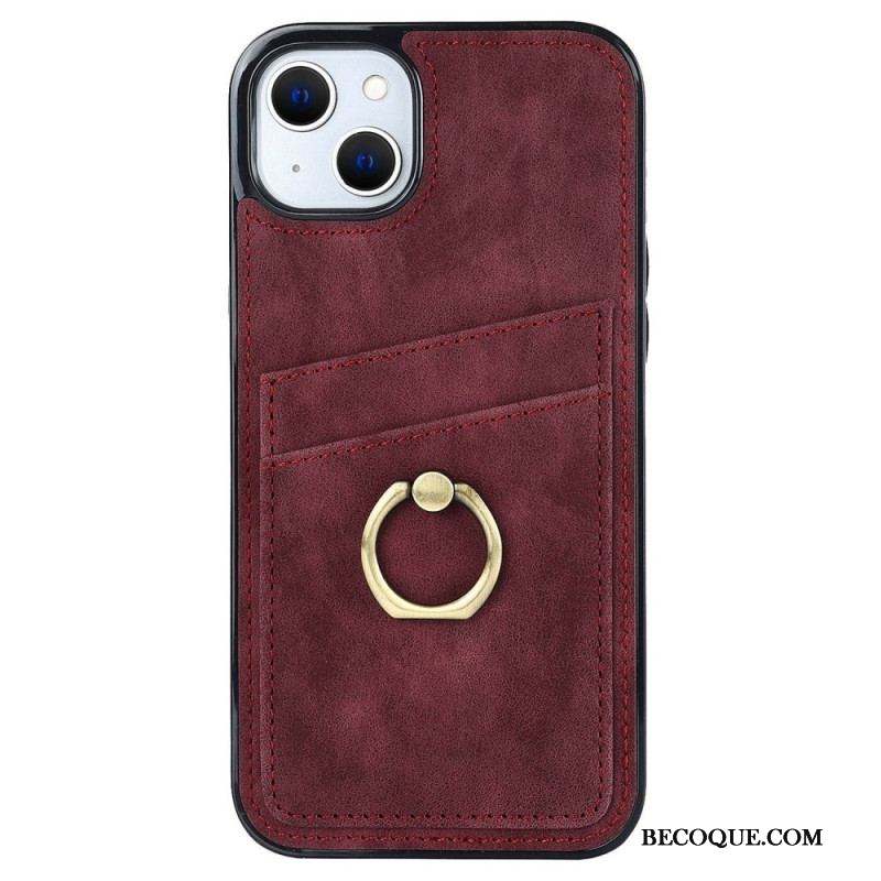 Coque iPhone 14 Vintage Anneau-Support et Porte-Cartes