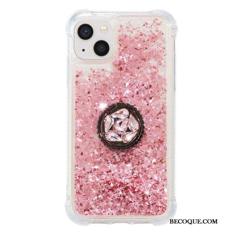 Coque iPhone 15 Plus Paillettes avec Anneau-Support