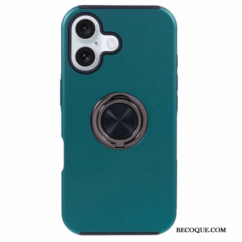 Coque iPhone 16 Plus Effet Métal Support Rotatif