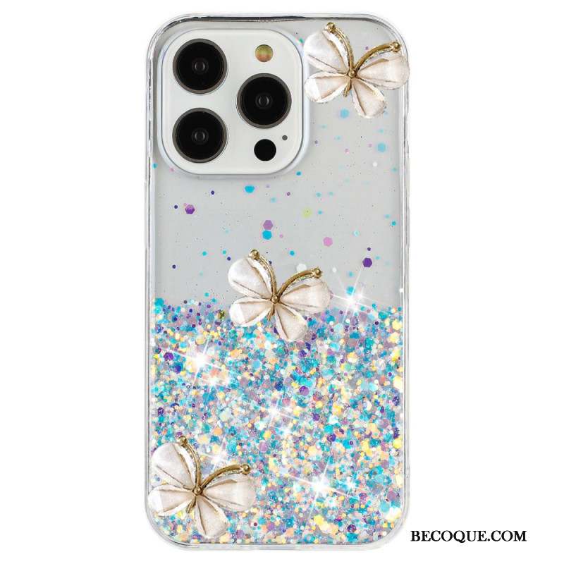 Coque iPhone 16 Pro Max Effet lumineux Papillons 3D