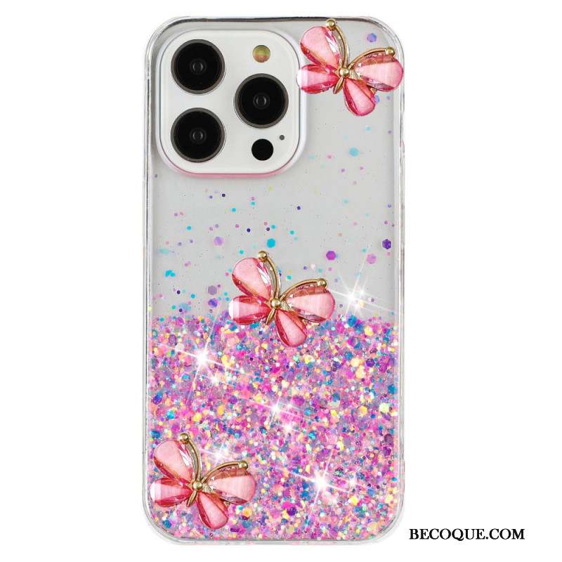 Coque iPhone 16 Pro Max Effet lumineux Papillons 3D