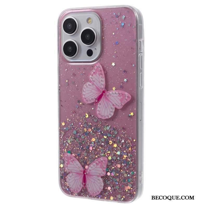 Coque iPhone 16 Pro Max Papillons Scintillants