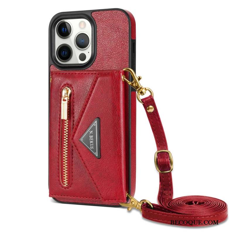 Coque iPhone 16 Pro Portefeuille et Bandoulière N.BEKUS