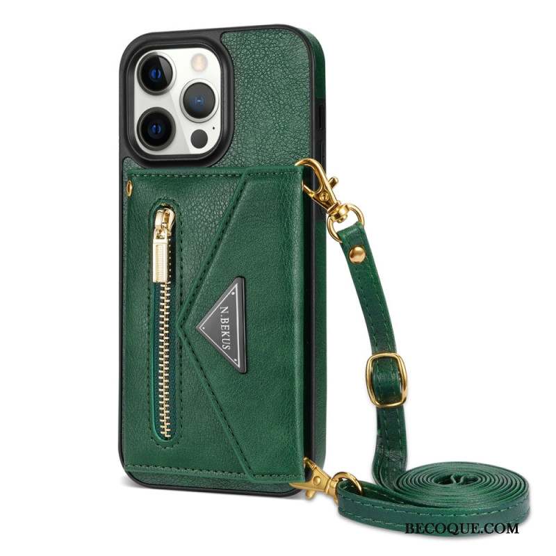 Coque iPhone 16 Pro Portefeuille et Bandoulière N.BEKUS