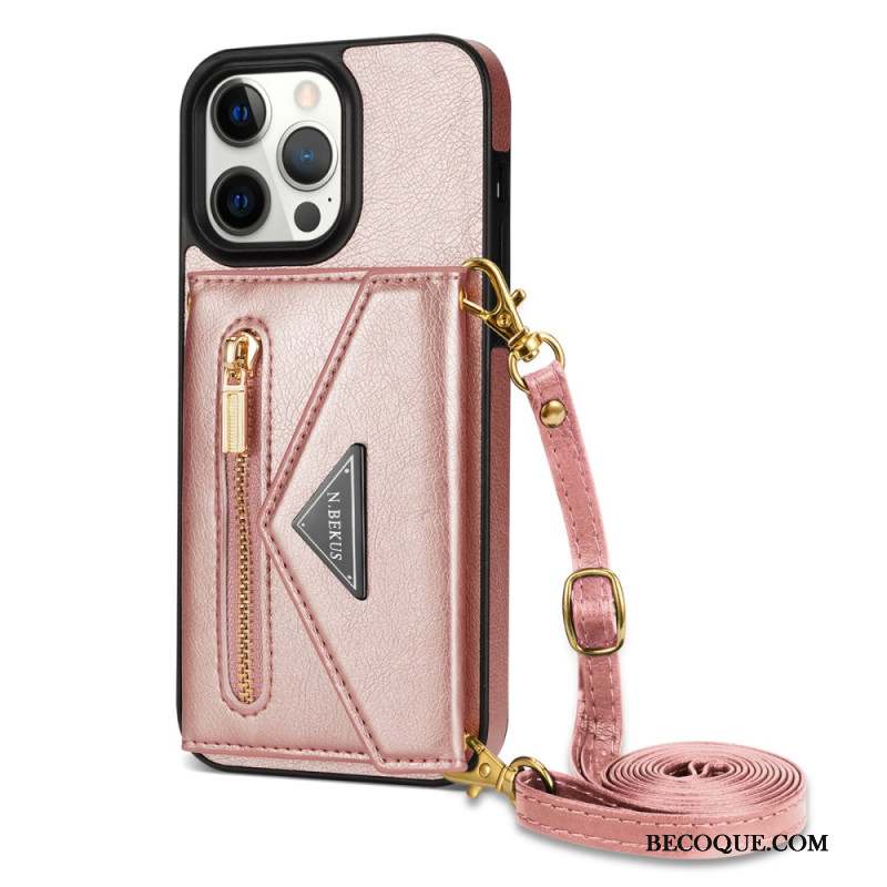 Coque iPhone 16 Pro Portefeuille et Bandoulière N.BEKUS