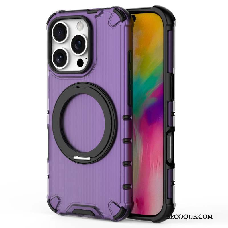 Coque iPhone 16 Pro Rayures Anneau-Support Magnétique