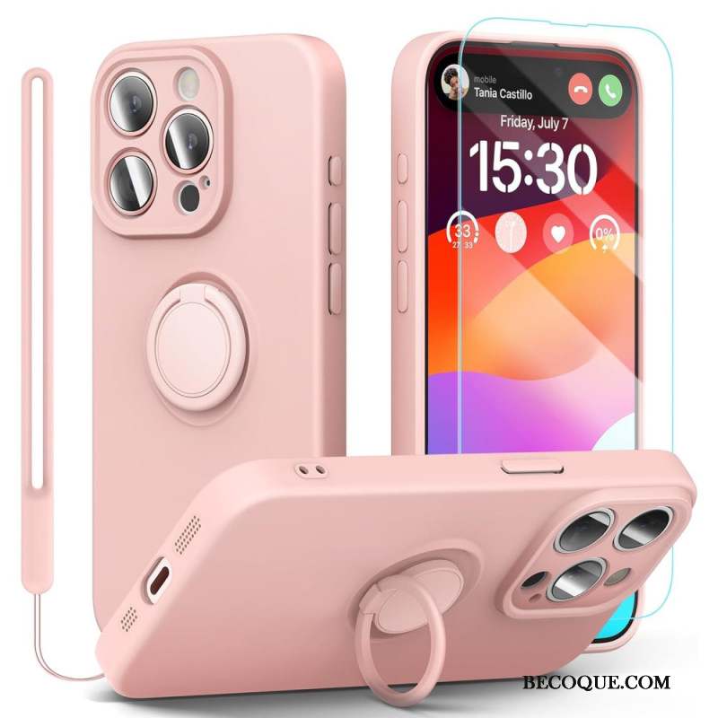 Coque iPhone 16 Pro Silicone Liquide à Lanière