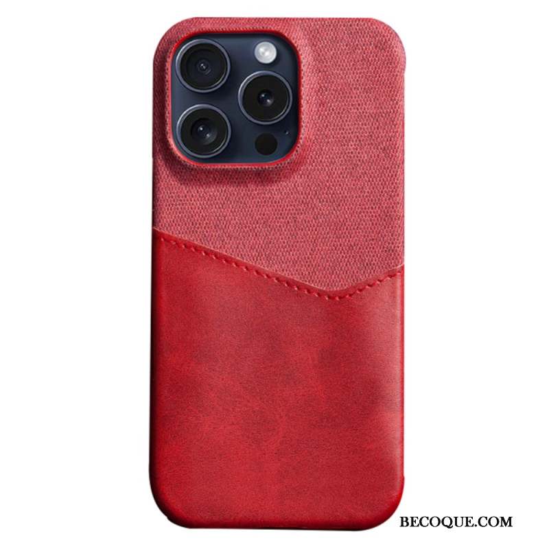 Coque iPhone 16 Pro Simili Cuir et Tissu Porte-Carte