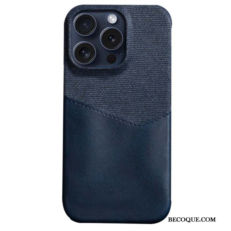 Coque iPhone 16 Pro Simili Cuir et Tissu Porte-Carte