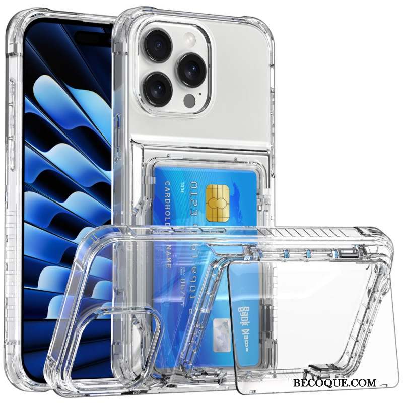 Coque iPhone 16 Pro Transparente Support et Porte-Cartes