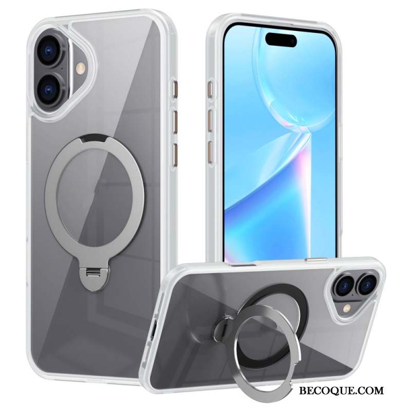 Coque iPhone 16 Transparente Anneau-Support Magnétique