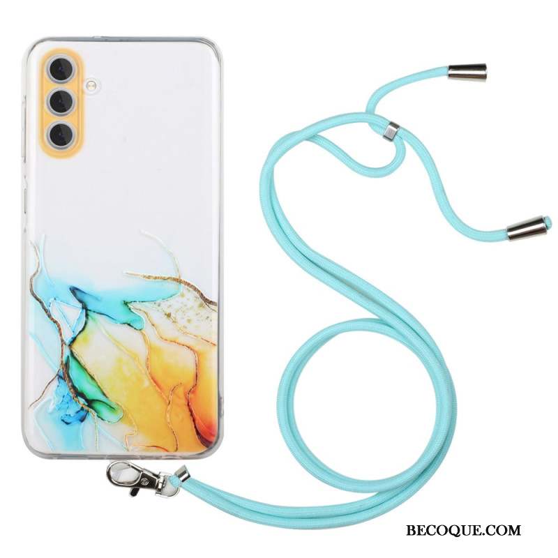 Coque à Cordon Samsung Galaxy S24 Plus Marbre Aquarelle