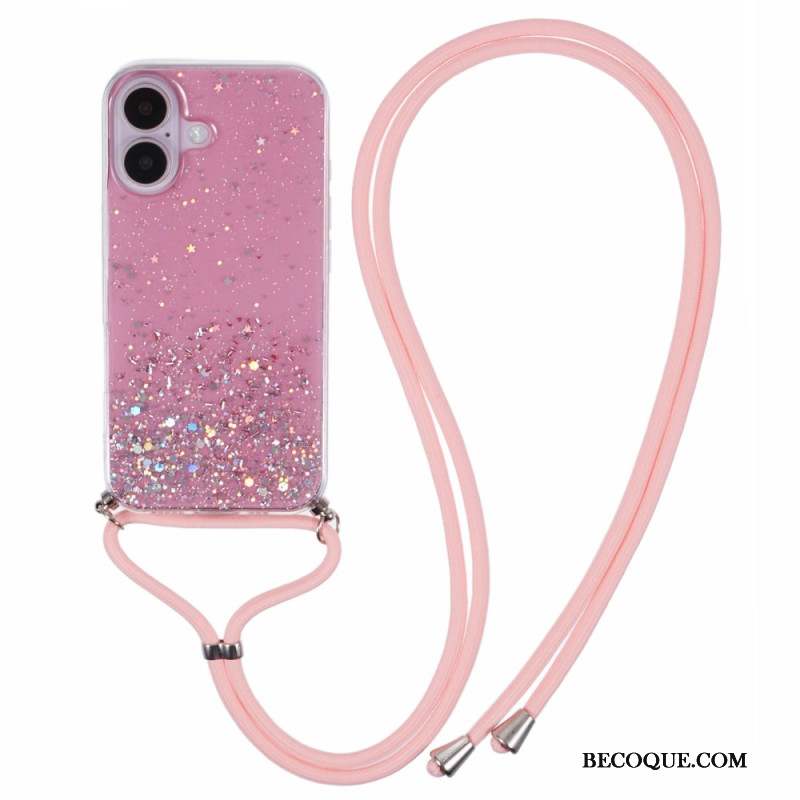 Coque à Cordon iPhone 16 Plus Paillettes