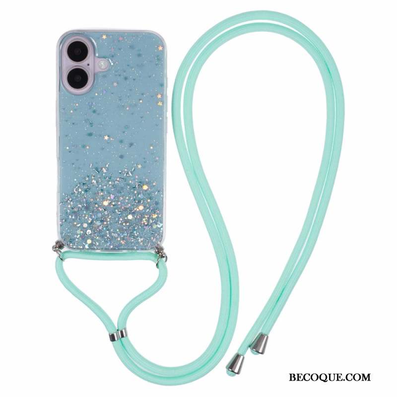 Coque à Cordon iPhone 16 Plus Paillettes