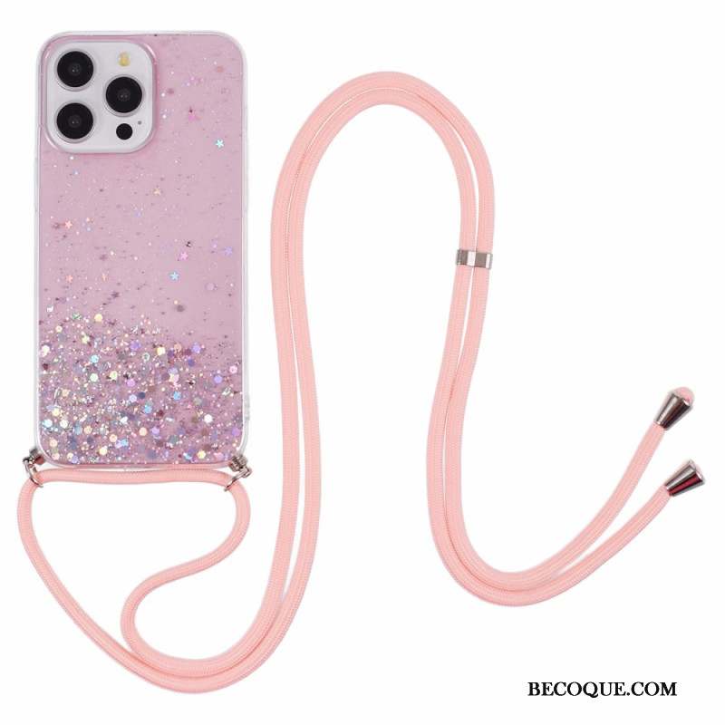 Coque à Cordon iPhone 16 Pro Max Paillettes