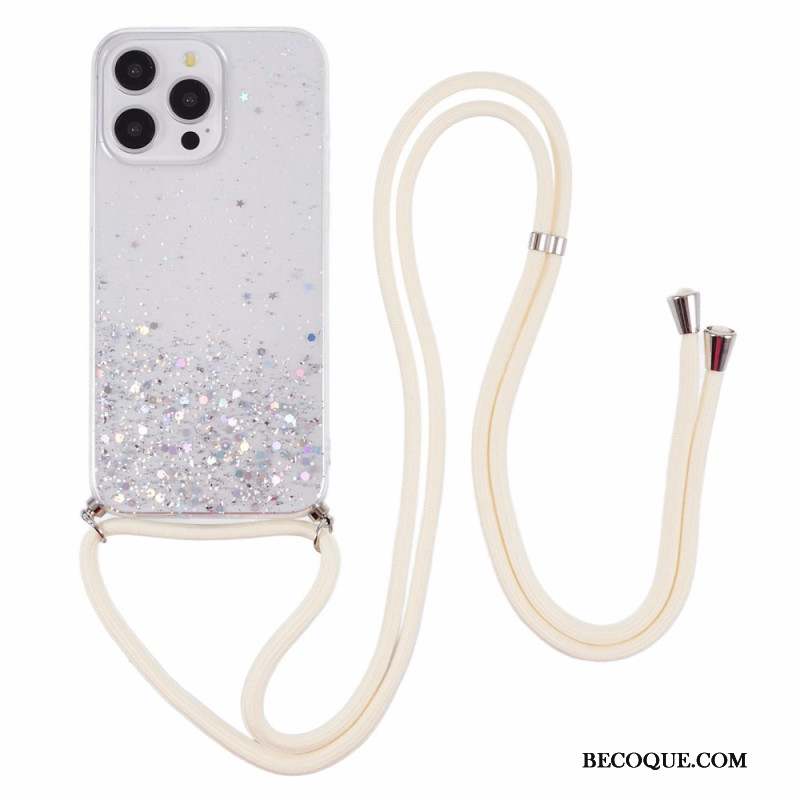 Coque à Cordon iPhone 16 Pro Max Paillettes