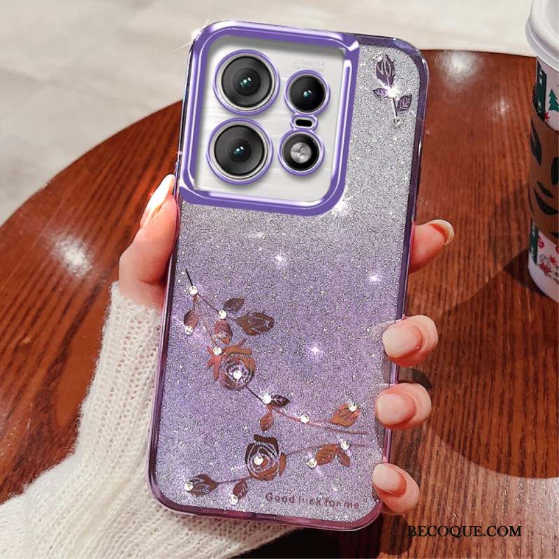 CoqueMotorola Edge 50 Pro Strass et Fleurs KADEM