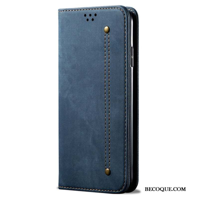 Flip Cover Huawei Pura 70 Tissu Jeans