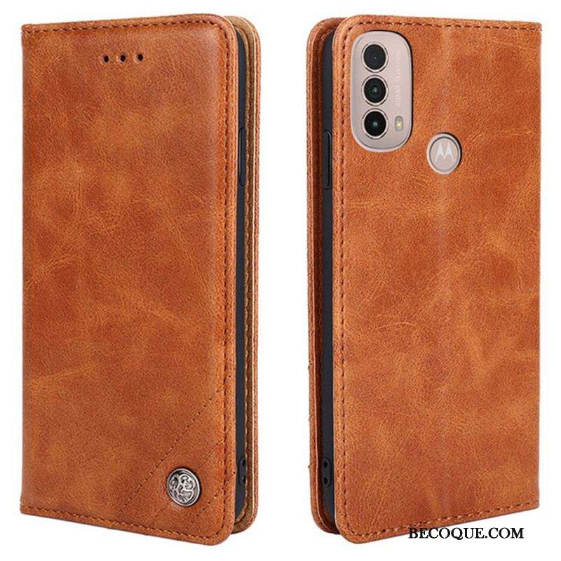 Flip Cover Moto E40 / E30 / E20 Style Cuir Rivet