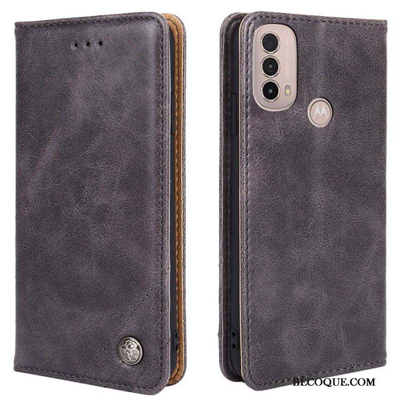 Flip Cover Moto E40 / E30 / E20 Style Cuir Rivet