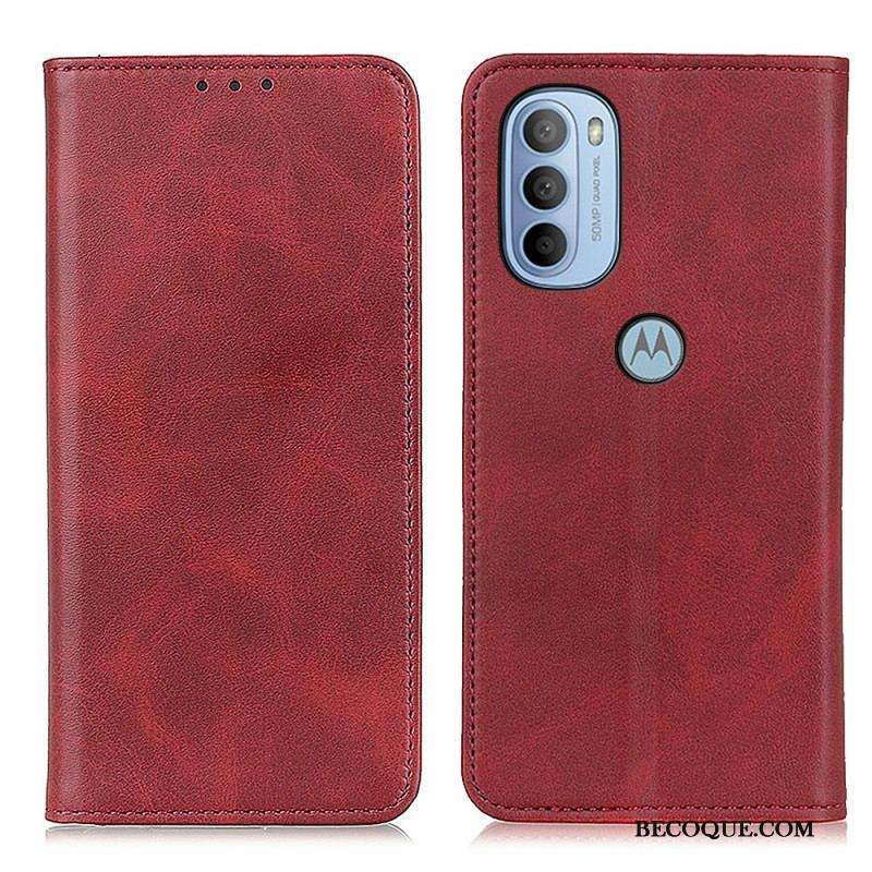 Flip Cover Moto G41 / G31 Cuir Litchi Fendu