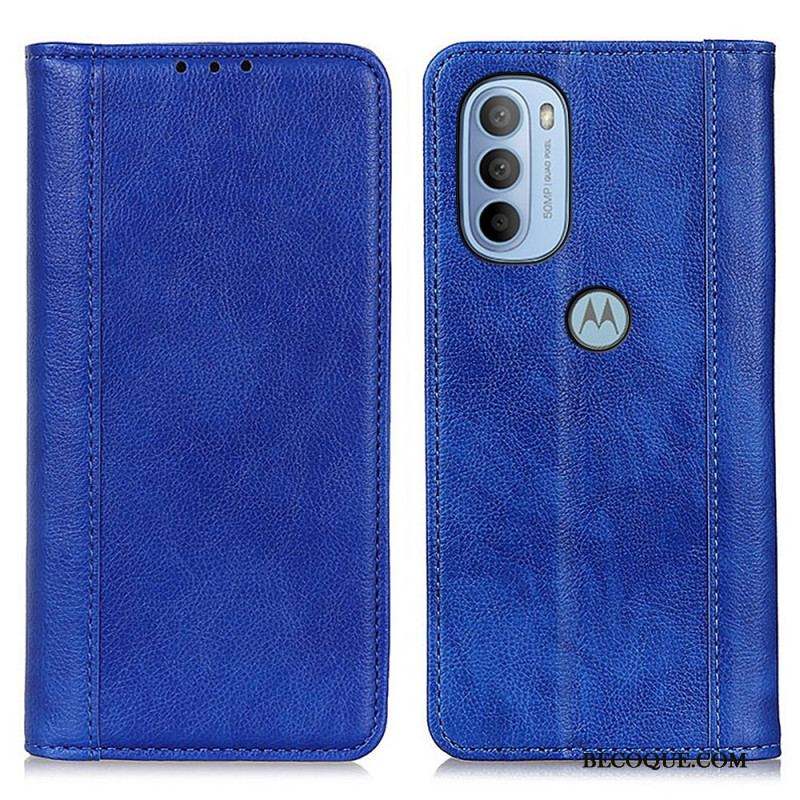 Flip Cover Moto G41 / G31 Cuir Litchi Fendu Élégance