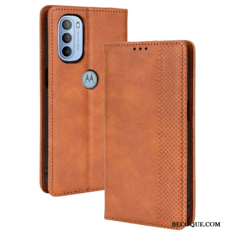 Flip Cover Moto G41 / G31 Effet Cuir Vintage Stylisé