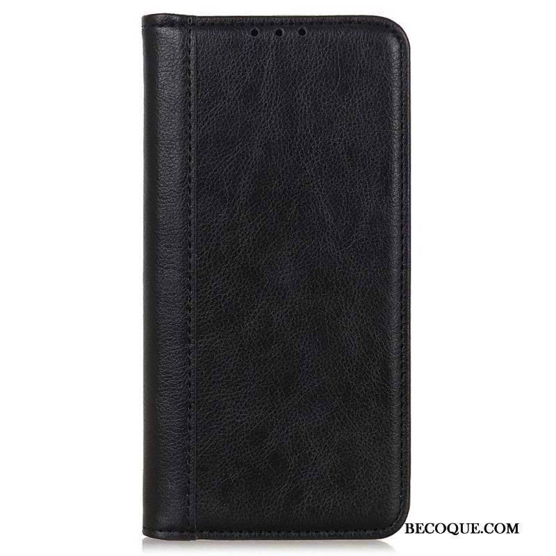 Flip Cover Moto G51 5G Cuir Litchi Fendu Élégance