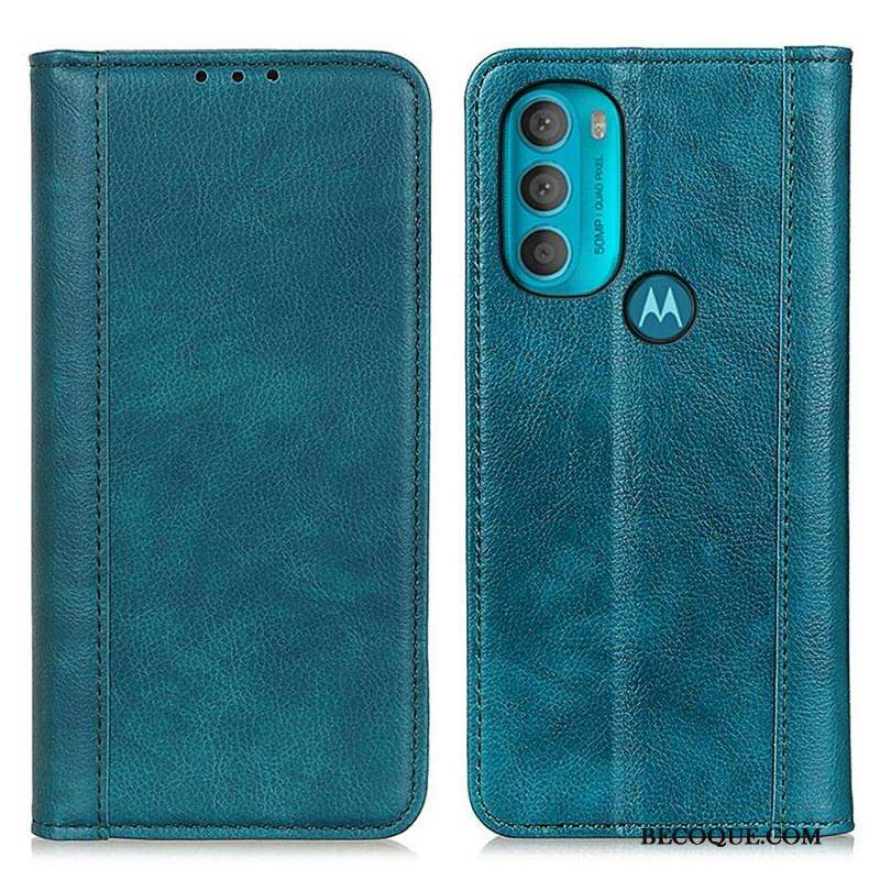 Flip Cover Moto G71 5G Cuir Litchi Fendu Élégance