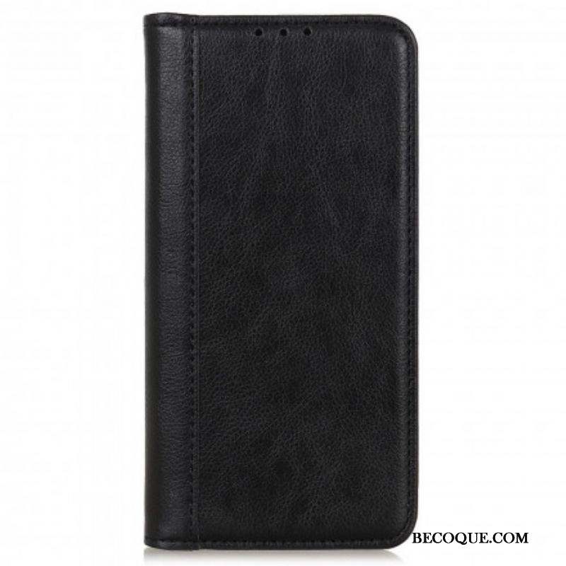 Flip Cover Motorola Edge 20 Lite Version Cuir Litchi Fendu