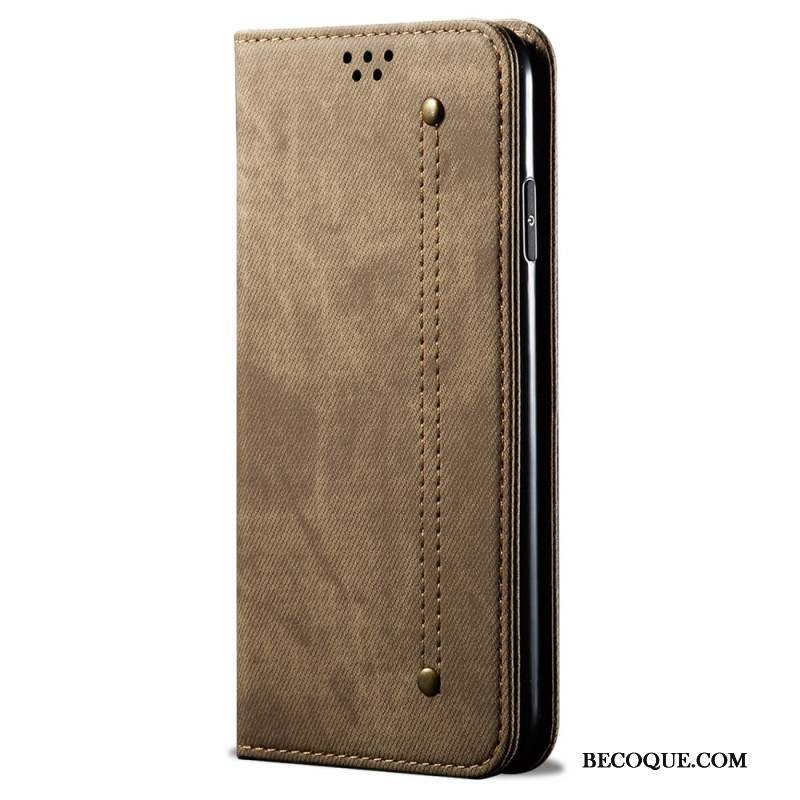 Flip Cover Motorola Edge 50 Fusion Tissu Jeans