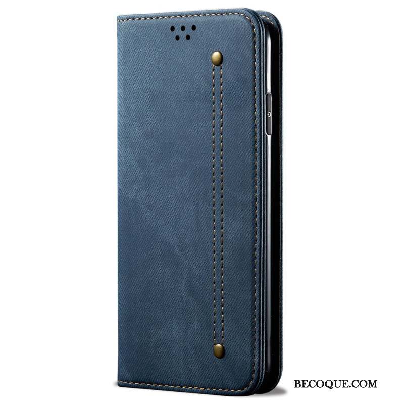 Flip Cover Motorola Edge 50 Fusion Tissu Jeans