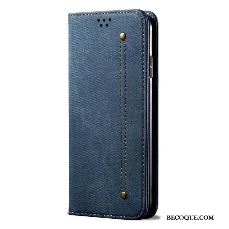 Flip Cover Motorola Edge 50 Neo Tissu Jeans