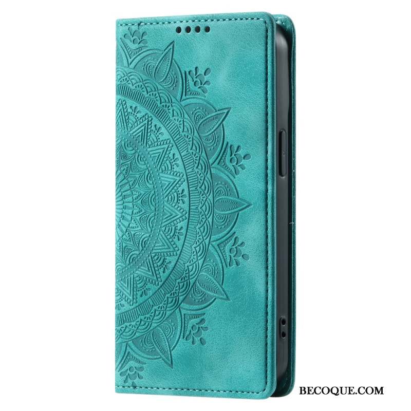 Flip Cover Motorola Edge 50 Pro Effet Daim Mandala