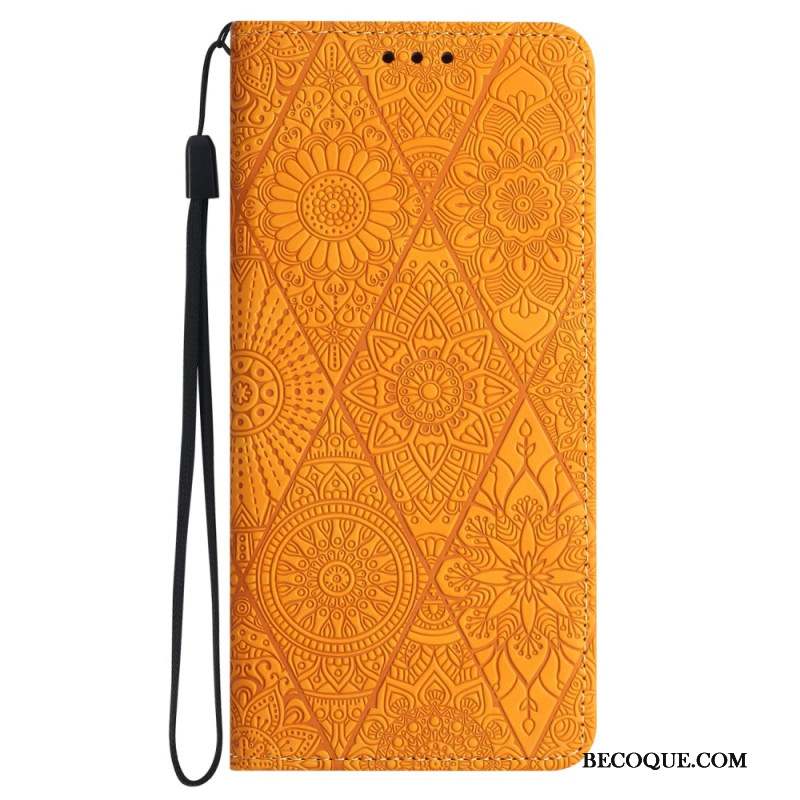 Flip Cover Samsung Galaxy A15 5G Patchwork à Lanière