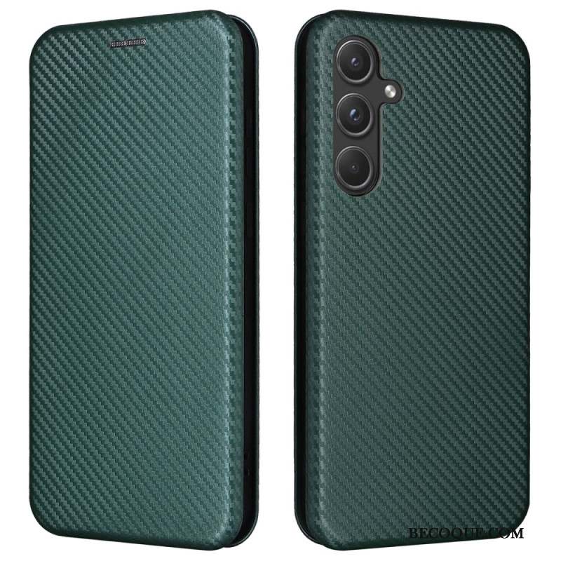 Flip Cover Samsung Galaxy A55 5G Texture Fibre carbone