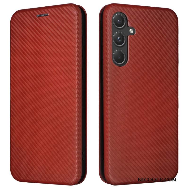 Flip Cover Samsung Galaxy A55 5G Texture Fibre carbone