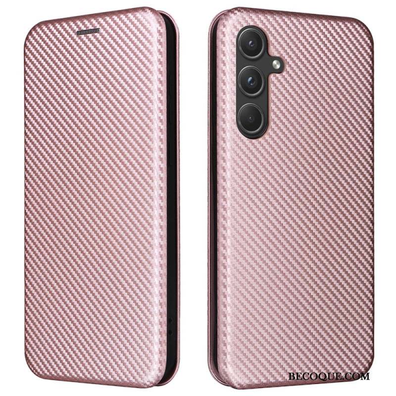 Flip Cover Samsung Galaxy A55 5G Texture Fibre carbone