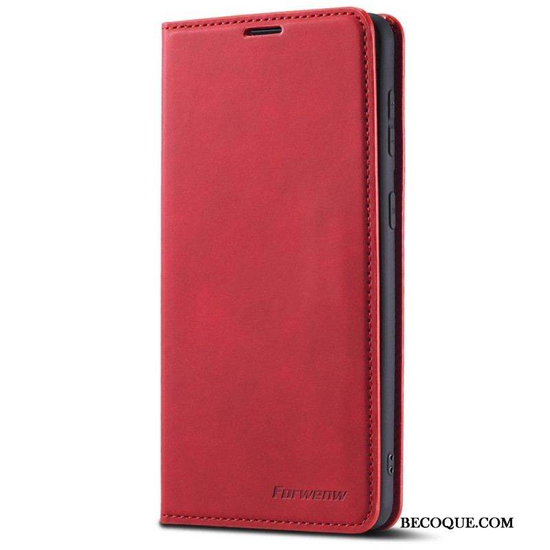 Flip Cover Samsung Galaxy S22 5G Effet Cuir FORWENW