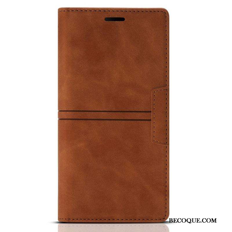 Flip Cover Samsung Galaxy S22 5G Style Cuir Couture Fermoir Magnétique