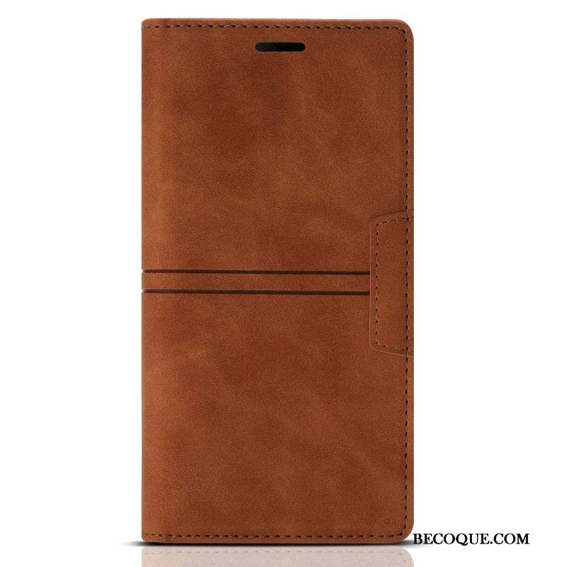 Flip Cover Samsung Galaxy S23 5G Style Cuir Couture Fermoir Magnétique