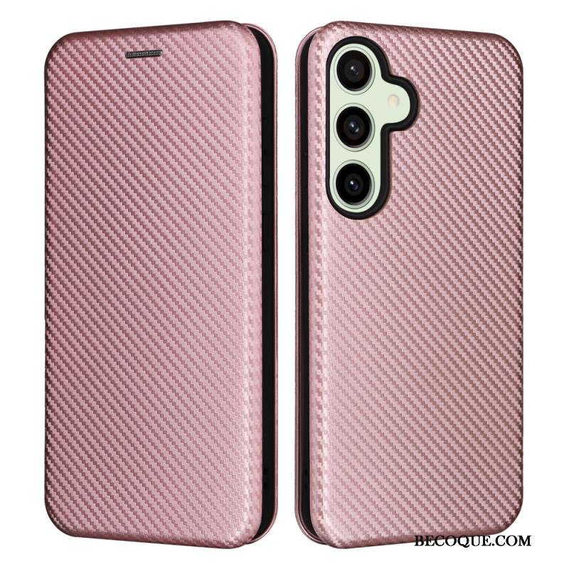 Flip Cover Samsung Galaxy S24 FE Texture Fibre Carbone