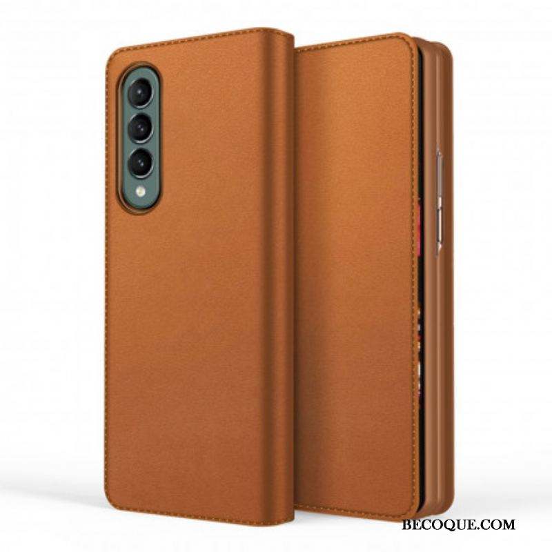 Flip Cover Samsung Galaxy Z Fold 3 5G Skin-Touch Cuir Fendu