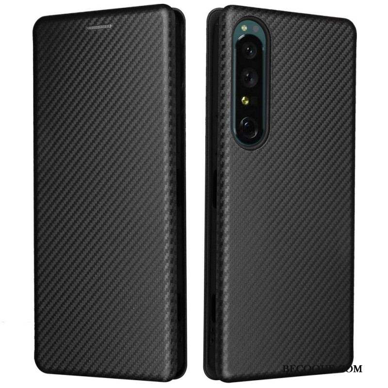 Flip Cover Sony Xperia 1 IV Texture Fibre Carbone